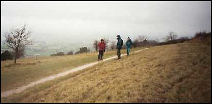Mick, Larry and Peter on Leckhampton Hill.